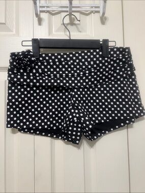 Outcast women’s  Black Polka Dot  Shorts with Rosette. Never worn. Size S